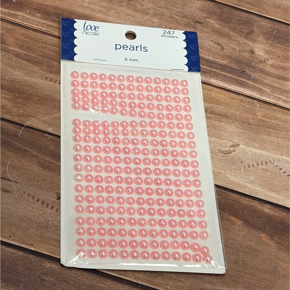 HTF Love Nicole MEM6223 Pink Pearl Stickers Craft Embellishment 247 Count 6MM
